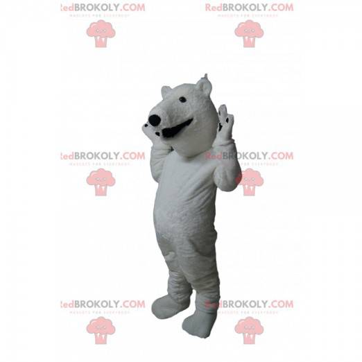 Isbjörnmaskot med ett brett leende - Redbrokoly.com