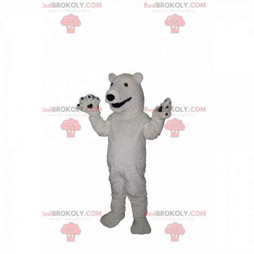 Mascotte d'ours blanc avec un large sourire - Redbrokoly.com