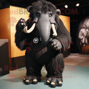Black Mammoth mascot costume character dressed with a Jumpsuit and Wallets