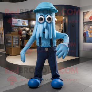 Blue Squid mascotte kostuum...