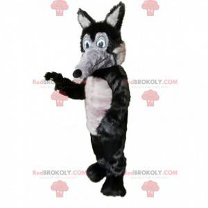 Mascota lobo gris y negro con un hocico largo - Redbrokoly.com