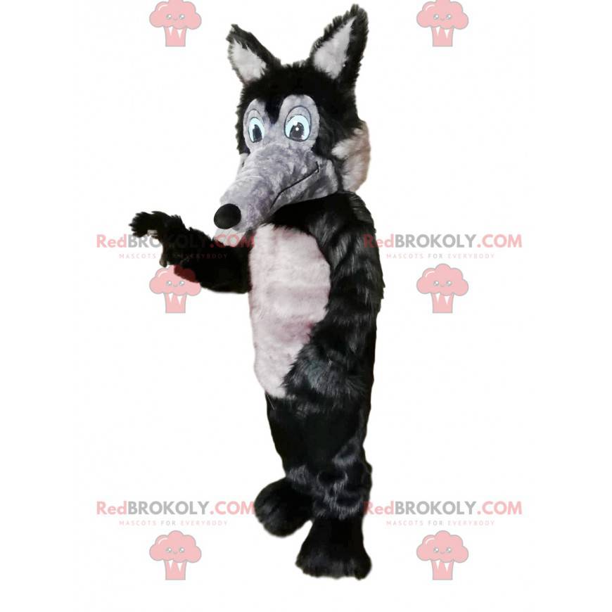 Maskottchen aus grauem und schwarzem Wolf mit langer Schnauze - Maskottchen aus grauem und schwarzem Wolf mit langer Schnauze -