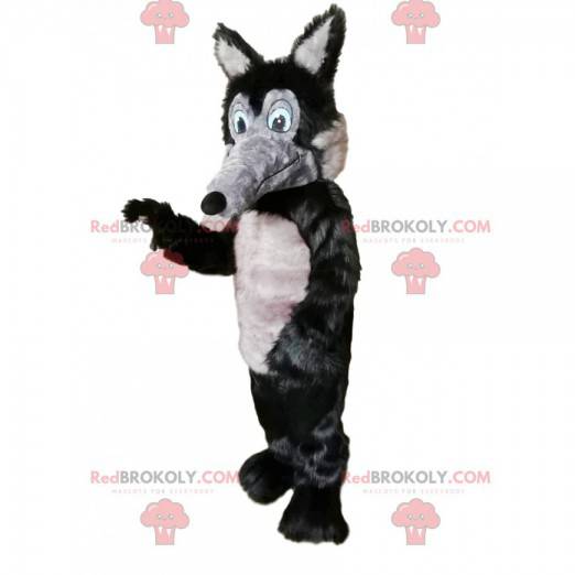 Gray and black wolf mascot with a long muzzle - Redbrokoly.com