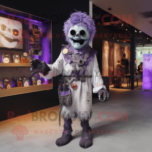 Lavender Undead mascot costume character dressed with a Romper and Bracelets