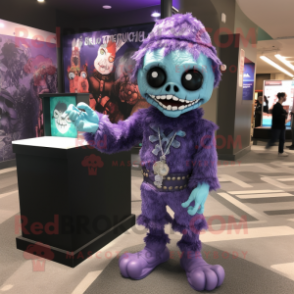 Lavender Undead mascot costume character dressed with a Romper and Bracelets