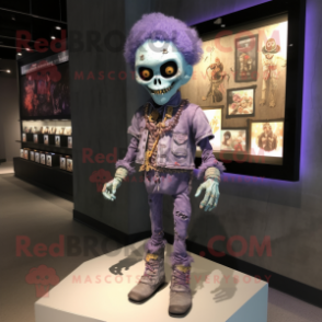 Lavender Undead mascot costume character dressed with a Romper and Bracelets