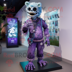 Lavender Undead mascot costume character dressed with a Romper and Bracelets