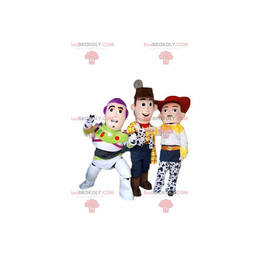 Jessie, Buzz Lightyear and Woody mascot trio from Toy Story -