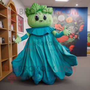 Teal Cabbage Leaf mascotte...