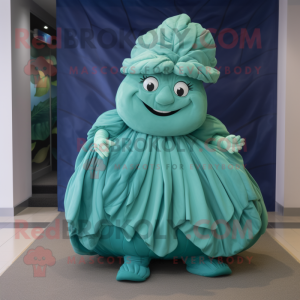 Teal Cabbage Leaf maskot...