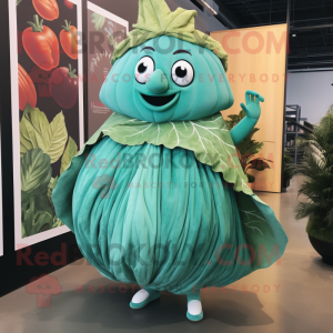 Teal Cabbage Leaf mascotte...