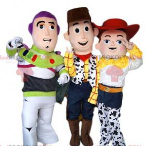 Jessie, Buzz Lightyear and Woody mascot trio from Toy Story -