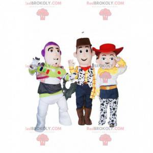 Jessie, Buzz Lightyear and Woody mascot trio from Toy Story -