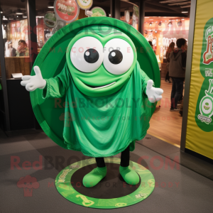 Green Ramen mascot costume character dressed with a Long Sleeve Tee and Rings