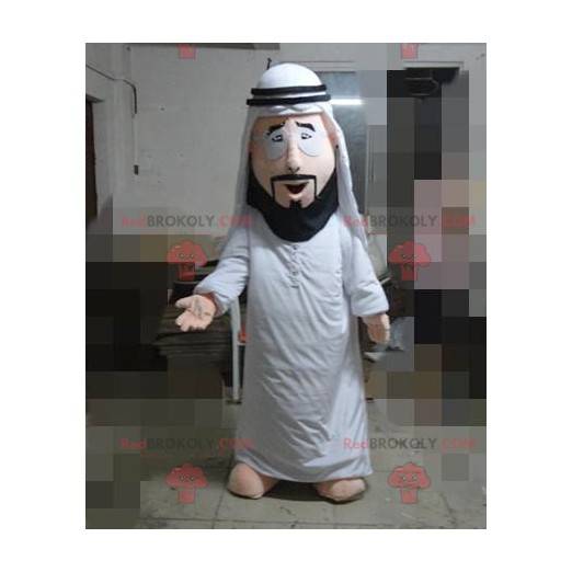 Mascotte de sultan en tenue blanche - Redbrokoly.com