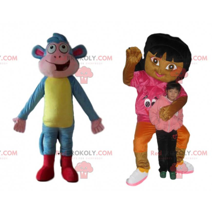 Duo de mascote da Dora e do Shipper, de Dora a Exploradora - Mascotes Dora e Diego - REDBROKO_013554 - RedBrokoly.com