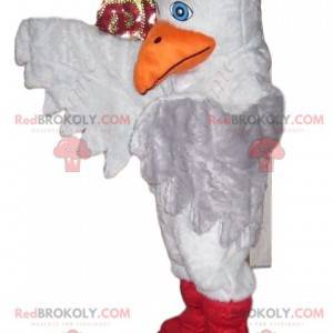 Maskot bílého ptáka s velkým oranžovým zobákem - Redbrokoly.com