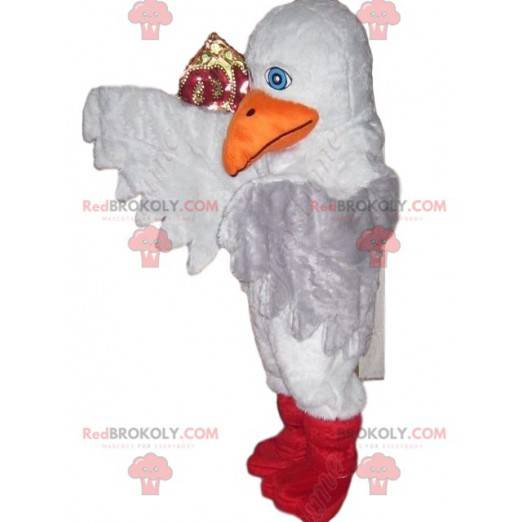 White bird mascot with a large orange beak - Redbrokoly.com