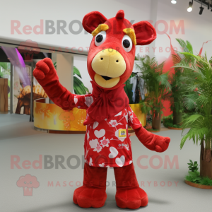 Rød Giraffe maskot kostume...