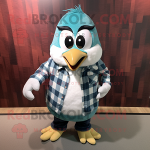 Cyan Penguin maskot kostume...