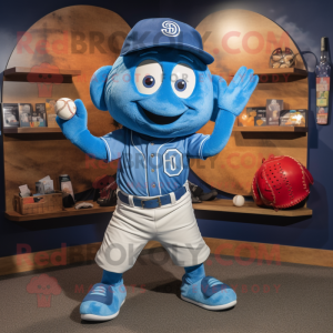 Blue Baseball Glove mascot costume character dressed with a Jeans and Keychains