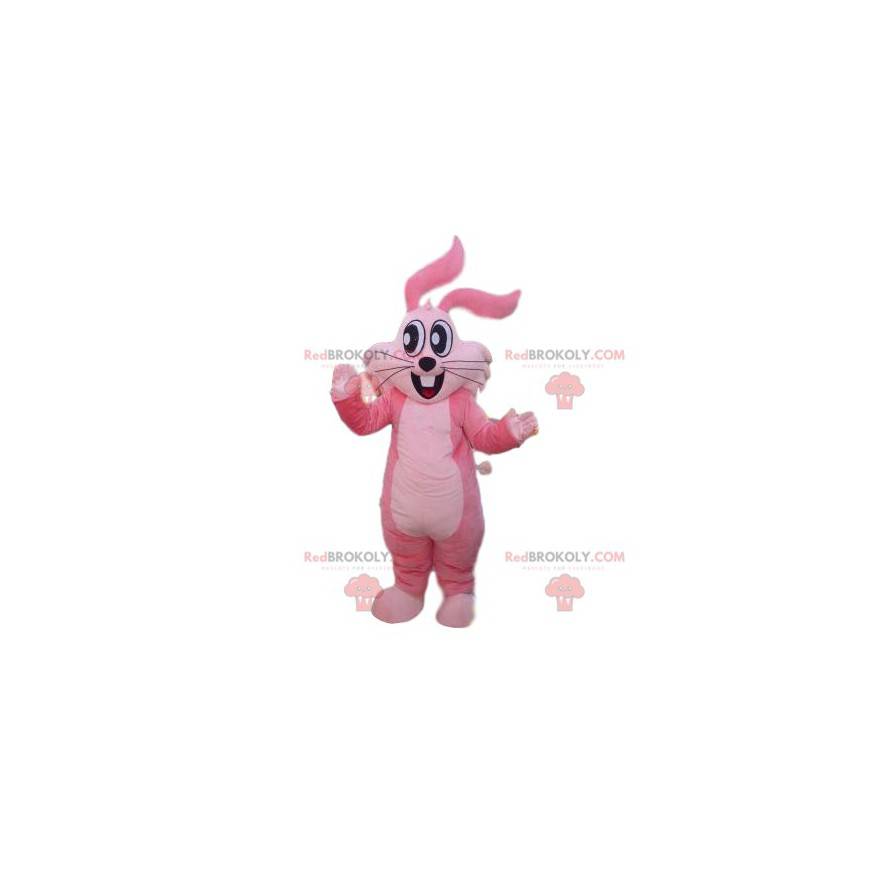 Super glad lyserød kanin maskot med store øjne - Redbrokoly.com Super glad lyserød kanin maskot med store øjne - Redbrokoly.com