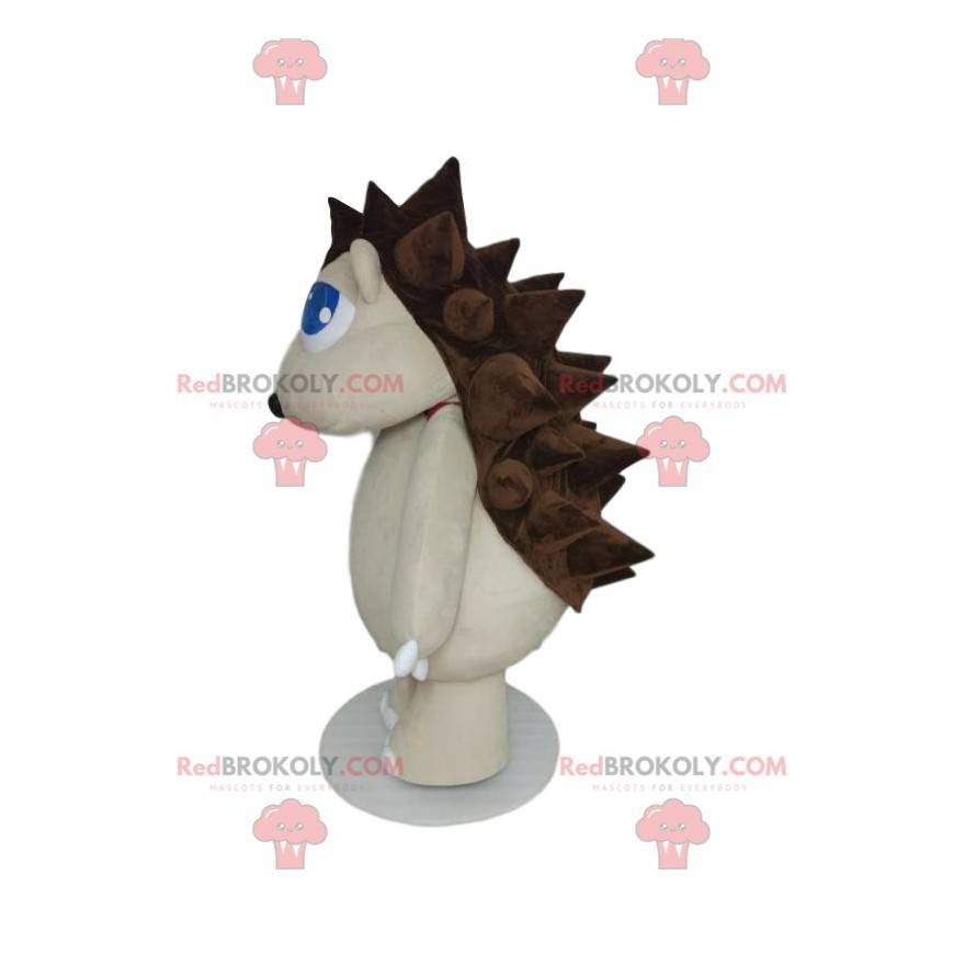 Maskot bílý ježek s hnědými ostny - Redbrokoly.com