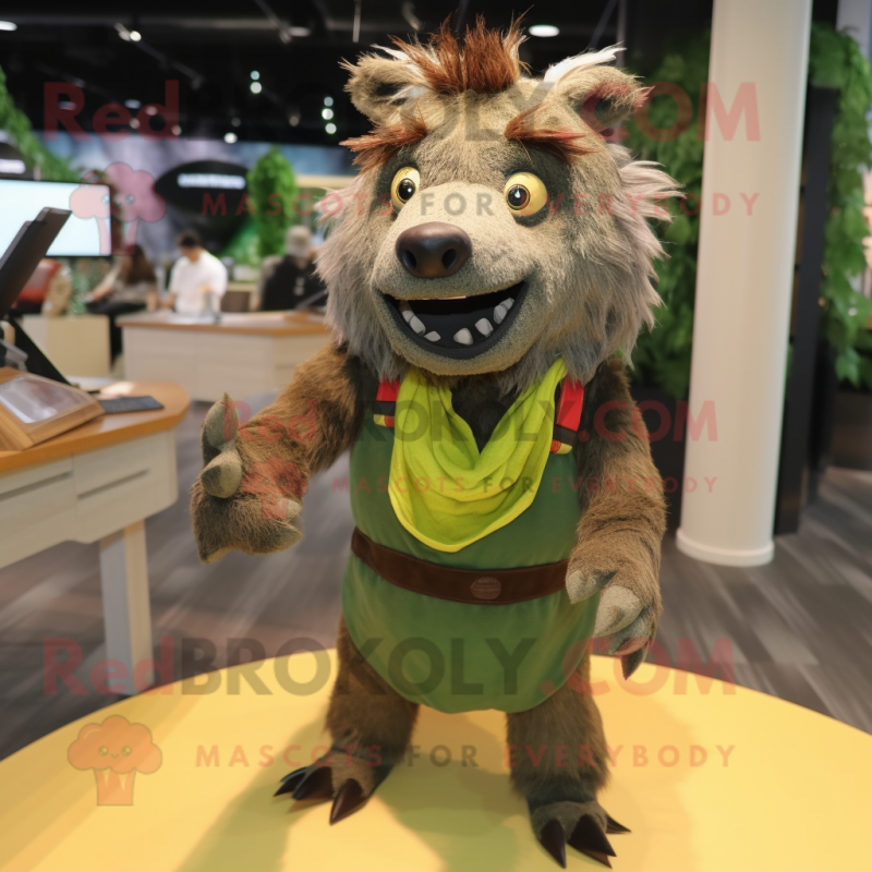 Olive Wild Boar mascot costume character dressed with a Romper and Headbands Olive Wild Boar mascot costume character dressed with a Romper and Headbands