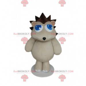 Mascote ouriço branco com penas marrons - Redbrokoly.com