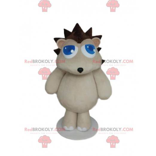 Mascote ouriço branco com penas marrons - Redbrokoly.com