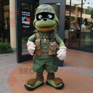 Rust Green Beret mascot costume character dressed with a Vest and Anklets