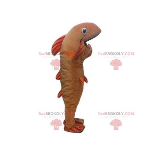 Mascotte de poisson orange et marron - Redbrokoly.com