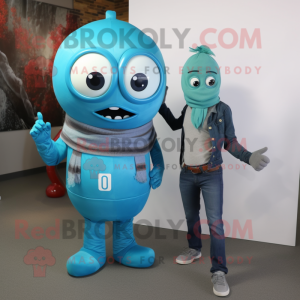 Cyan Granat maskot kostym...