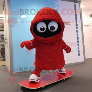 Red Skateboard mascot costume character dressed with a Joggers and Shawls