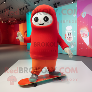 Rood skateboard mascotte...