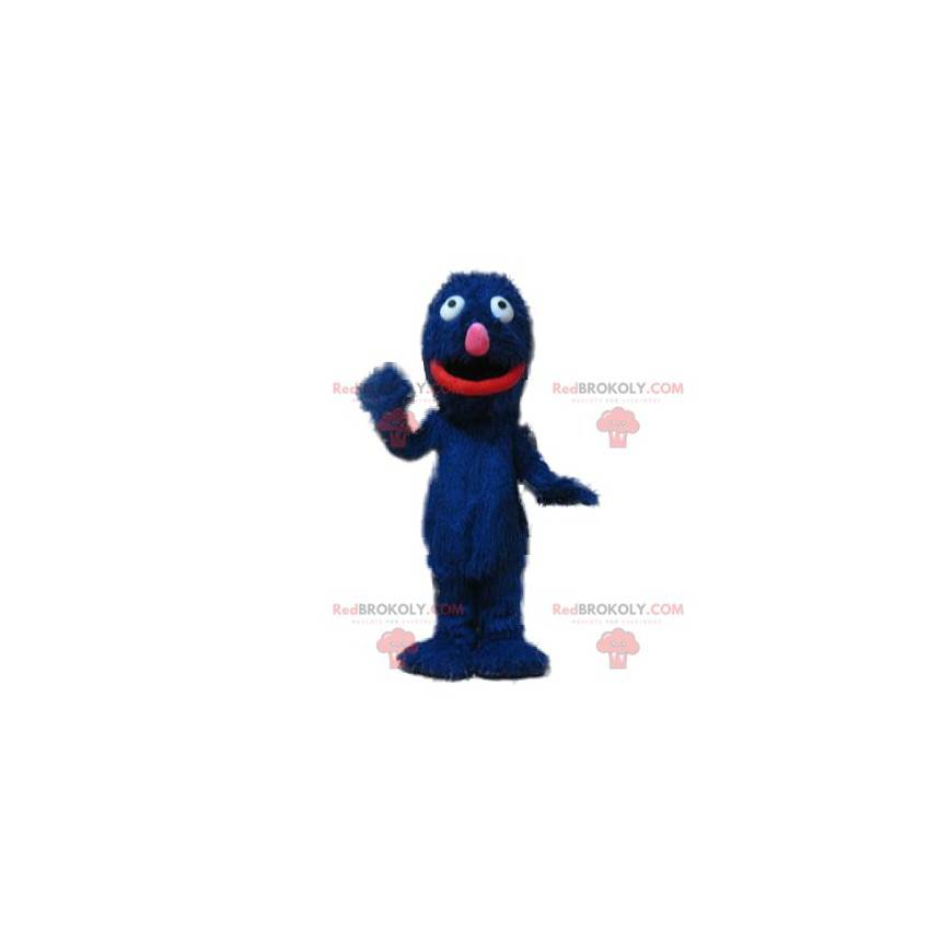 Zeer speelse harige blauwe monster mascotte - Redbrokoly.com