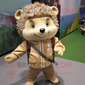 Tan Hedgehog maskot kostume...