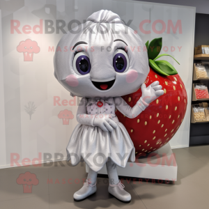 Sølv jordbær maskot kostume...