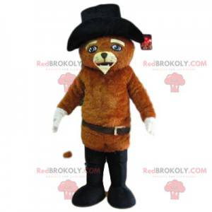 Puss in Boots mascot with a beautiful black hat and boots -