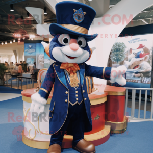 Navy Magician mascot costume character dressed with a Romper and Handbags