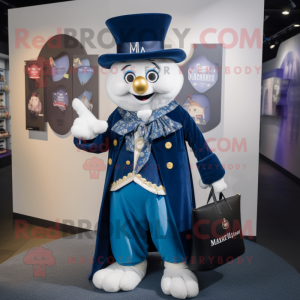 Navy Magician mascot costume character dressed with a Romper and Handbags