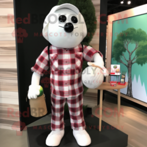 White Cherry mascot costume character dressed with a Flannel Shirt and Brooches