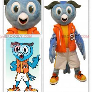 Owl mascot dressed in sportswear