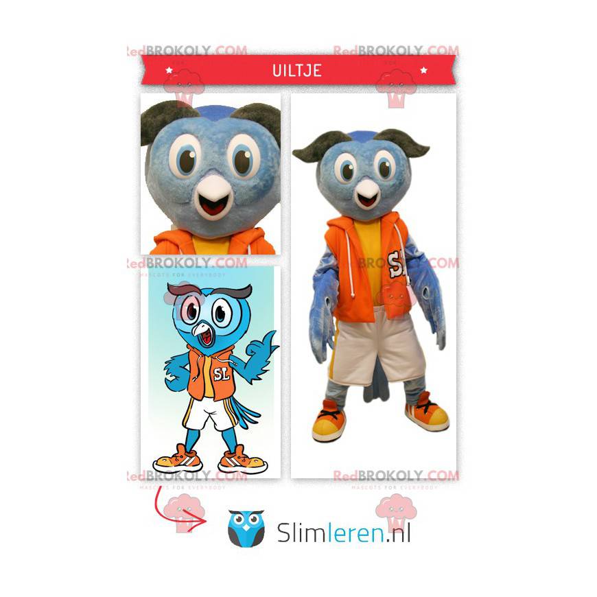 Eulenmaskottchen in Sportbekleidung gekleidet - Redbrokoly.com