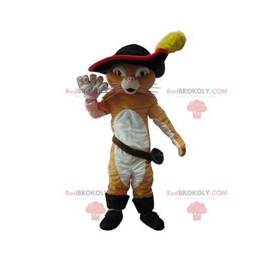 Mascote do Gato de Botas, com um lindo chapéu preto -