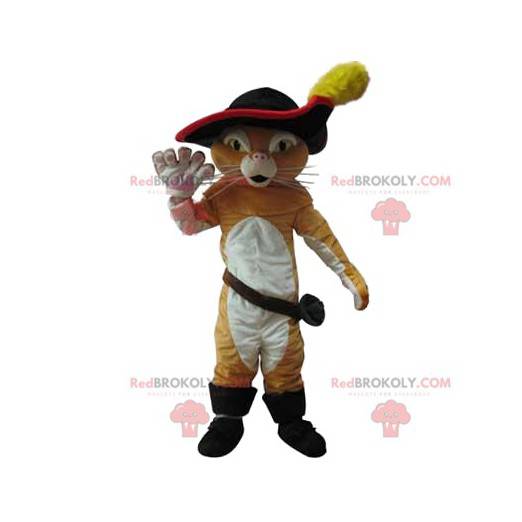 Puss in Boots maskot med en smuk sort hat - Redbrokoly.com