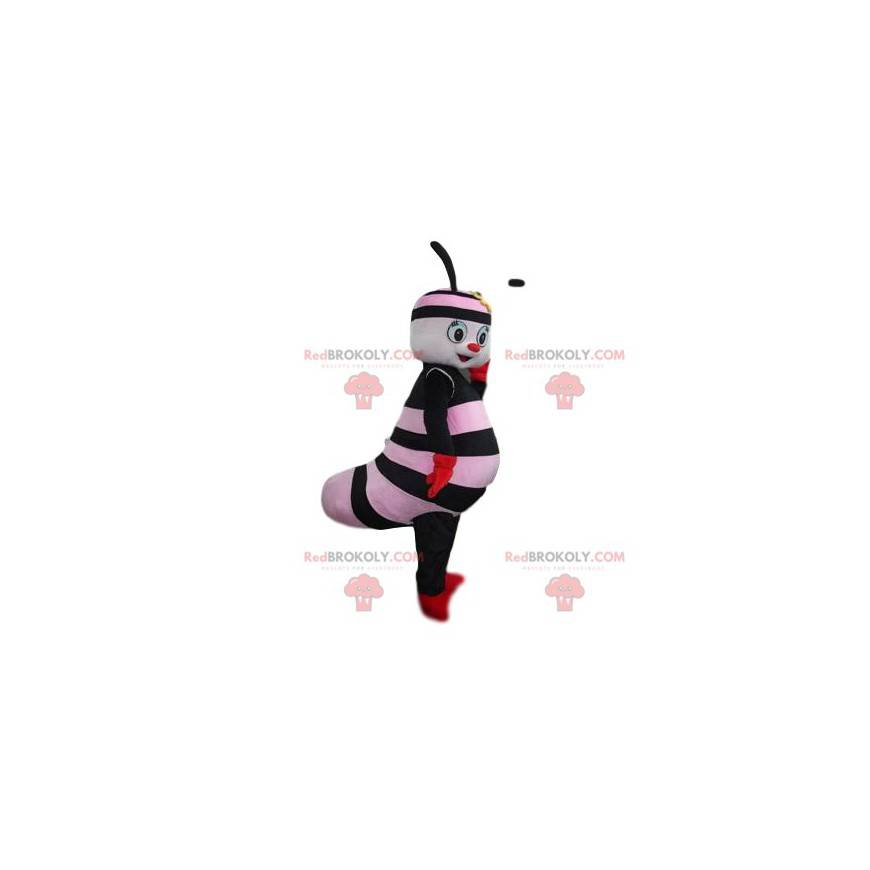 Sort og lyserød stribet larve maskot - Redbrokoly.com Sort og lyserød stribet larve maskot - Redbrokoly.com