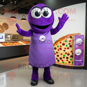 Lila Pizza maskot kostym...