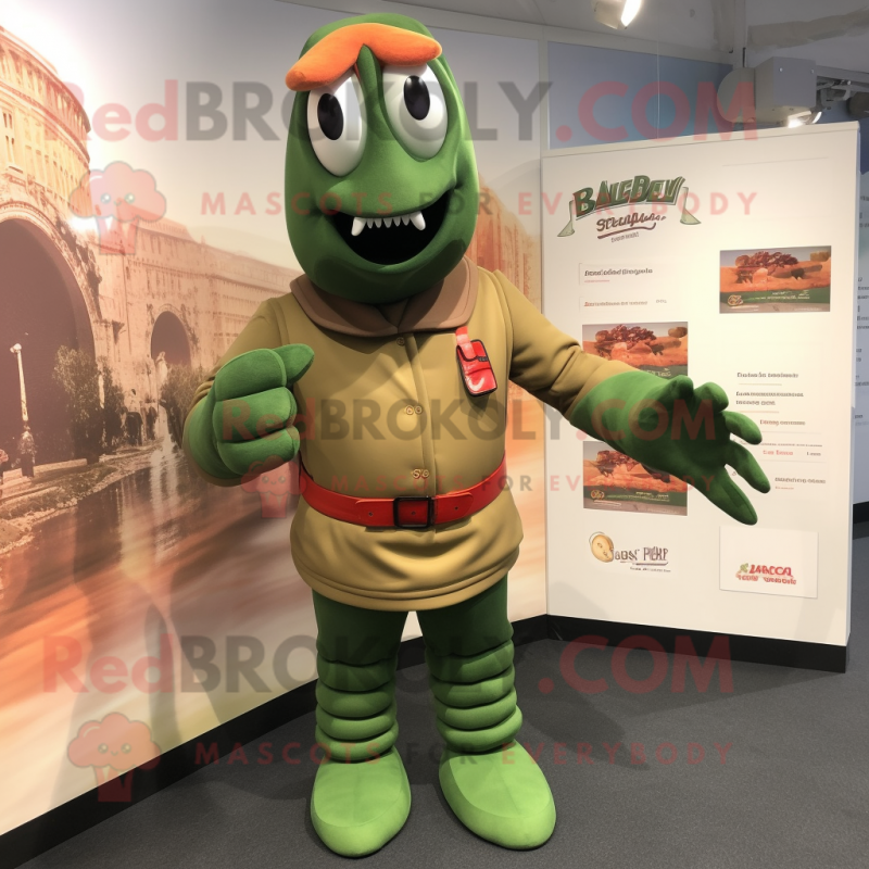 Olive Lobster Bisque mascot costume character dressed with a Bodysuit and Clutch bags