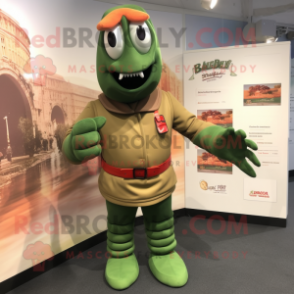 Olive Lobster Bisque mascot costume character dressed with a Bodysuit and Clutch bags